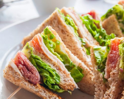 Sandwich with bacon - chicken, cheese and lettuce